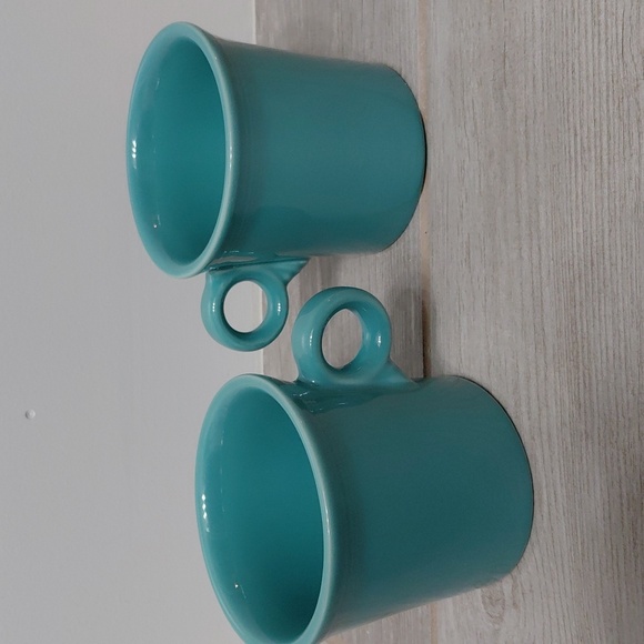 Fiesta Homer Laughlin Turquoise Ring Handle Coffee Mugs - Picture 2 of 10